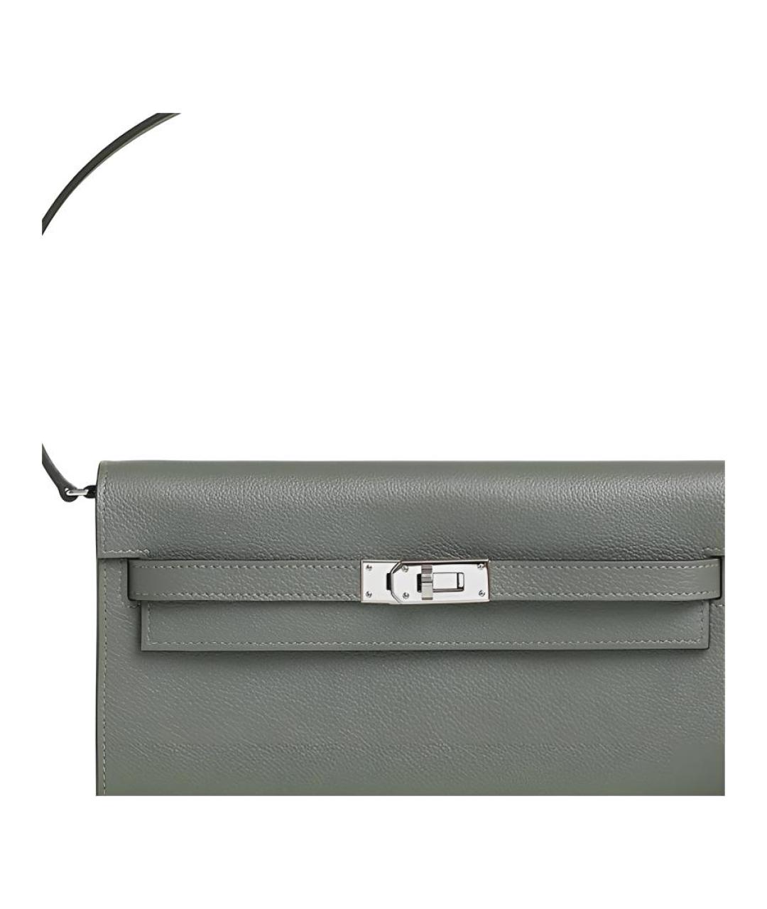 HERMES Серая кожаная сумка через плечо, фото 5