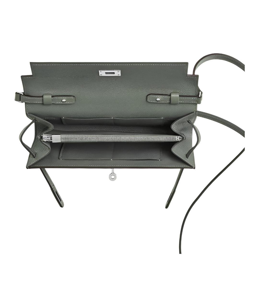 HERMES Серая кожаная сумка через плечо, фото 3