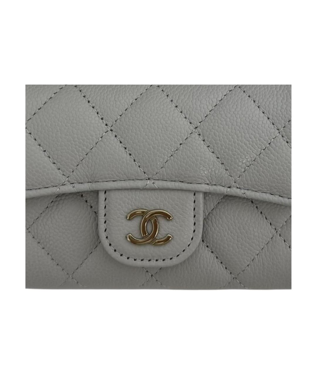 CHANEL Серый кожаный кошелек, фото 3