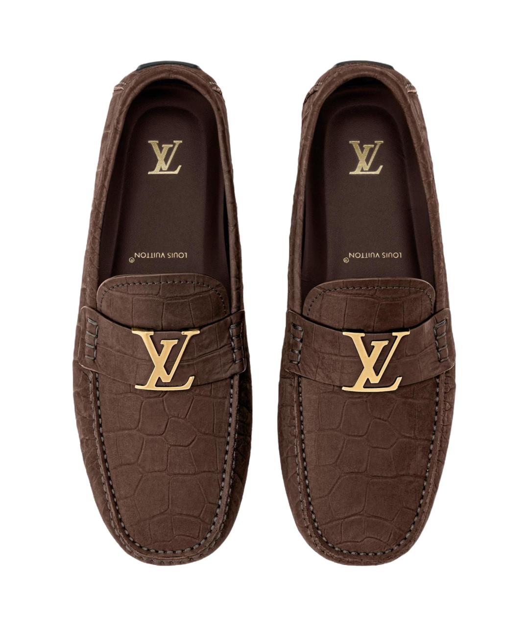 LOUIS VUITTON Коричневые кожаные лоферы, фото 4