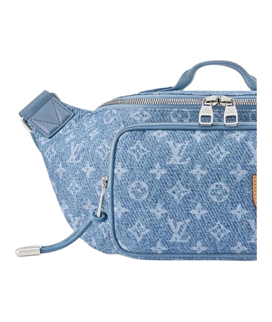 LOUIS VUITTON Голубая тканевая поясная сумка, фото 5