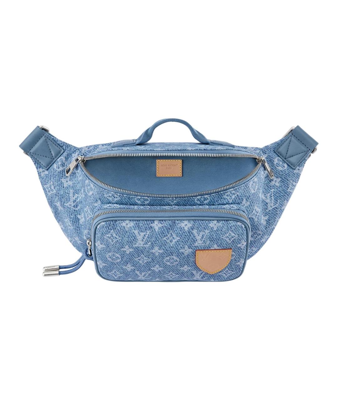 LOUIS VUITTON Голубая тканевая поясная сумка, фото 4