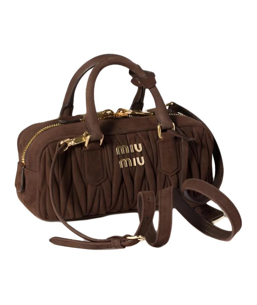 MIU MIU Коричневая замшевая сумка через плечо, фото 2