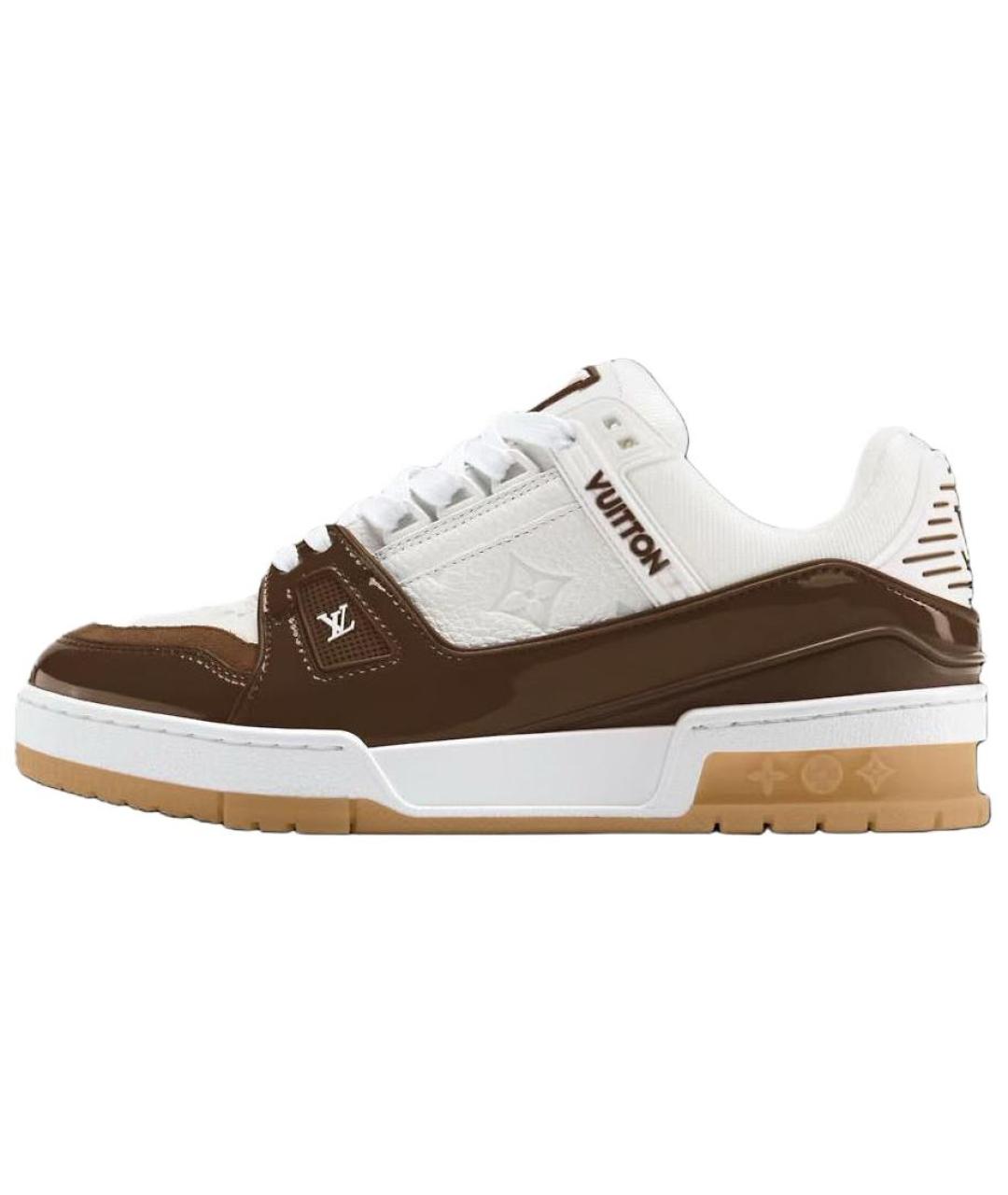 LOUIS VUITTON Коричневые кожаные низкие кроссовки / кеды, фото 2