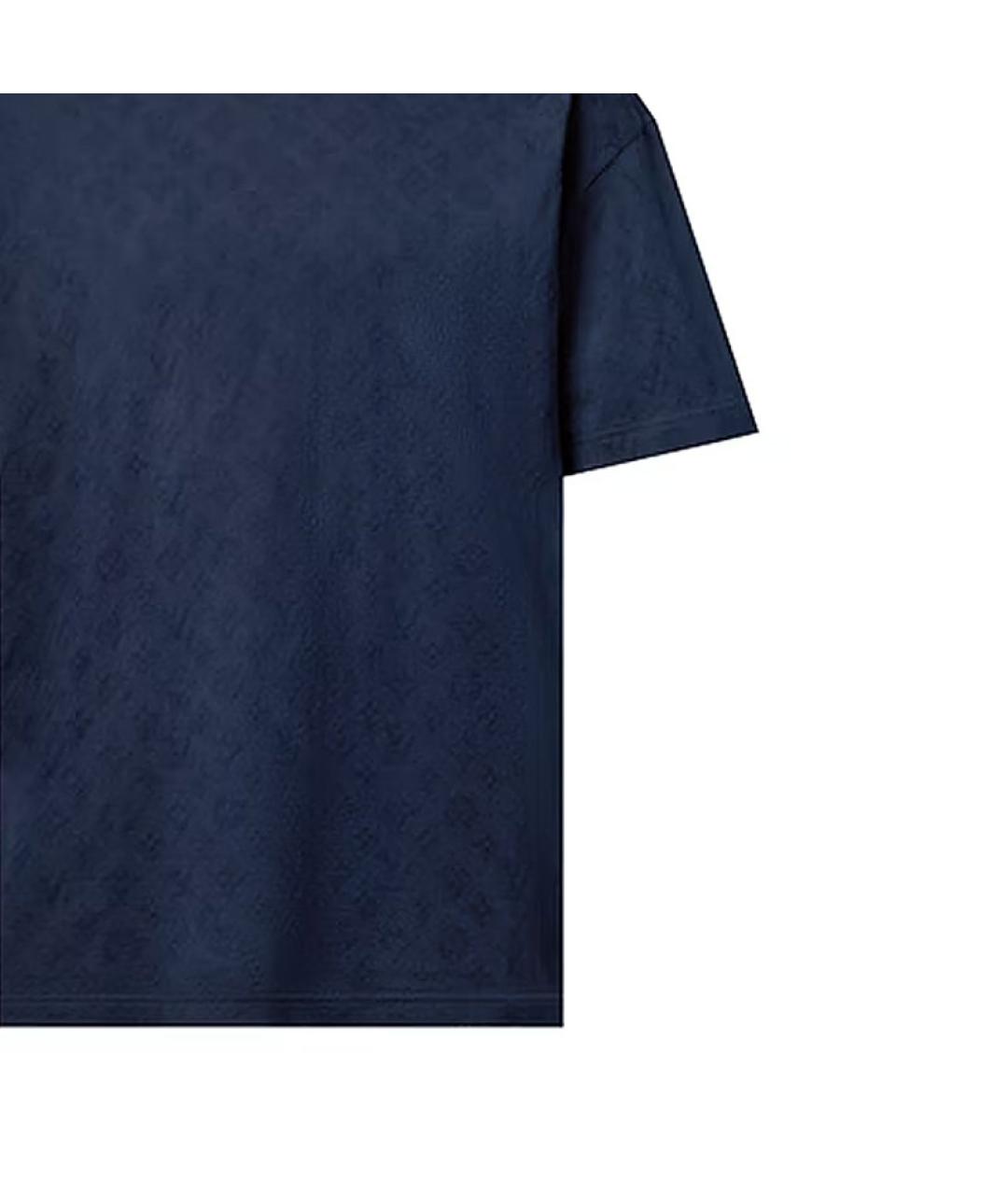 LOUIS VUITTON Темно-синяя хлопковая футболка, фото 3