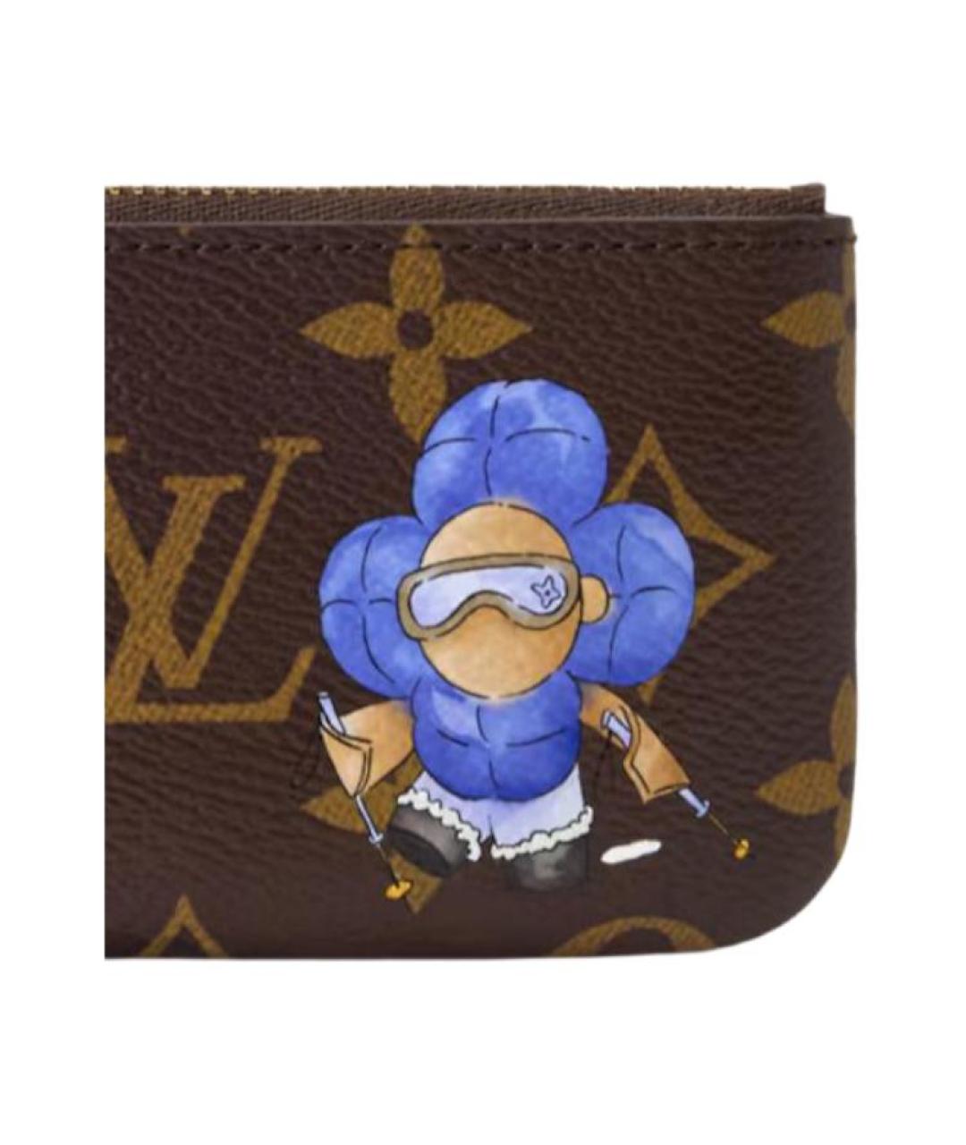 LOUIS VUITTON Коричневый кожаный кошелек, фото 5