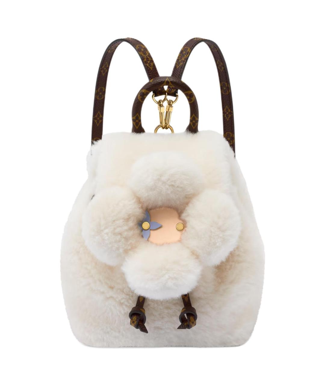 LOUIS VUITTON Бежевый меховой рюкзак, фото 1