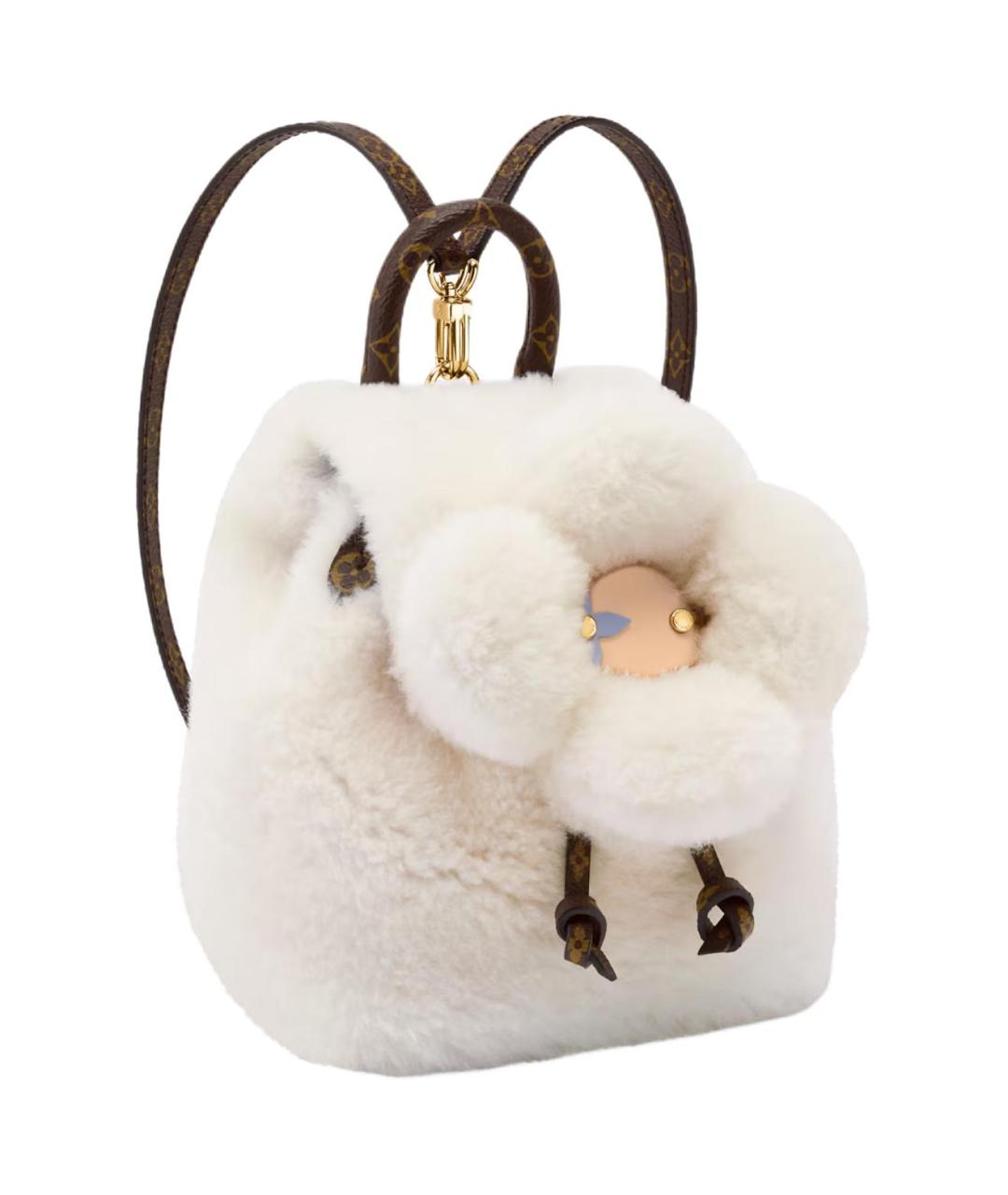 LOUIS VUITTON Бежевый меховой рюкзак, фото 2