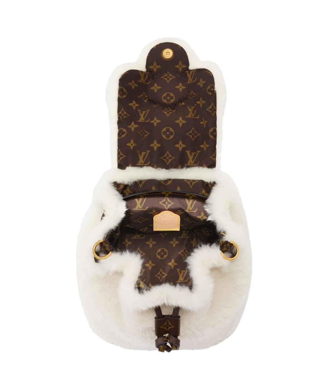 LOUIS VUITTON Бежевый меховой рюкзак, фото 4