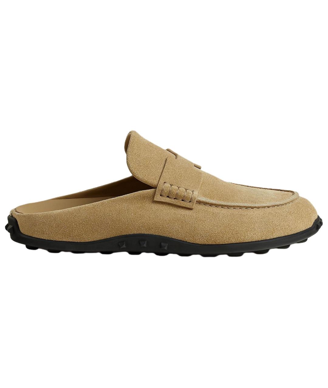 HERMES Бежевые кожаные мюли, фото 1