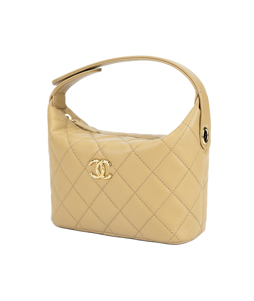 CHANEL Бежевая кожаная сумка через плечо, фото 2