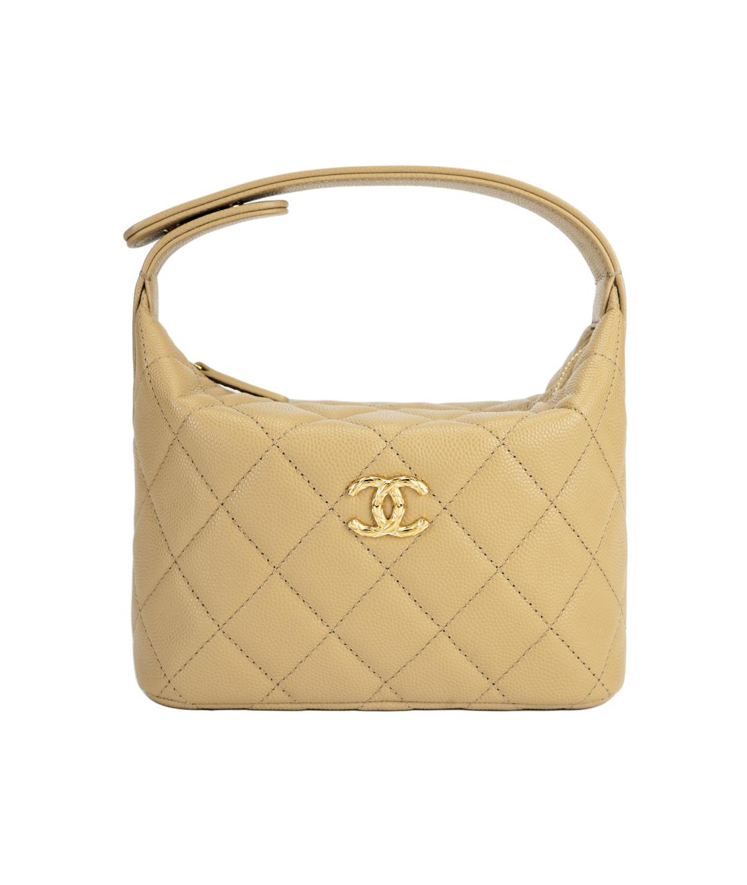 CHANEL Бежевая кожаная сумка через плечо, фото 5