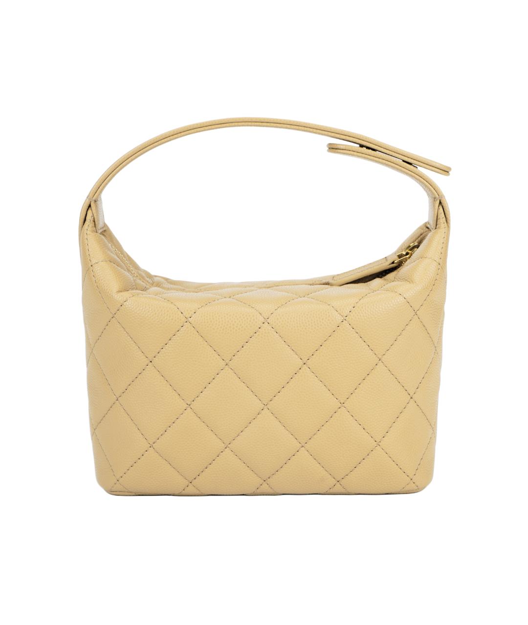 CHANEL Бежевая кожаная сумка через плечо, фото 3