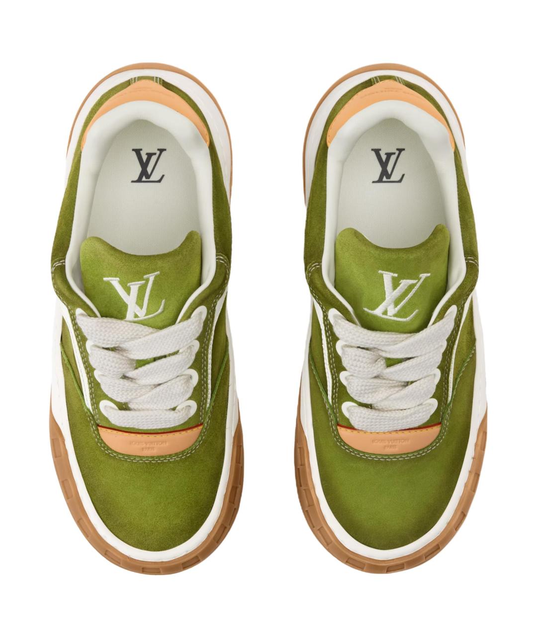 LOUIS VUITTON Зеленые нубуковые кеды, фото 4