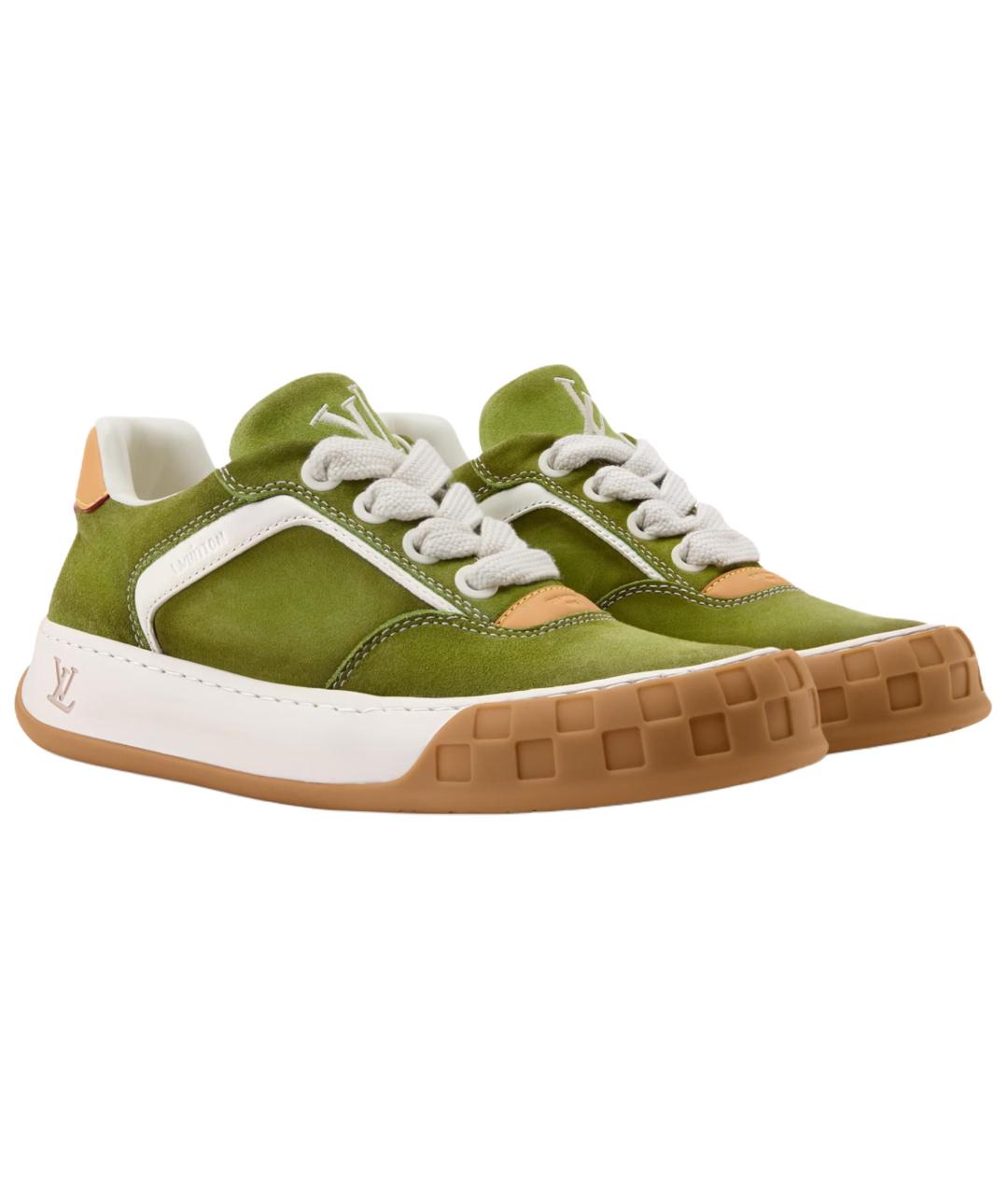 LOUIS VUITTON Зеленые нубуковые кеды, фото 3
