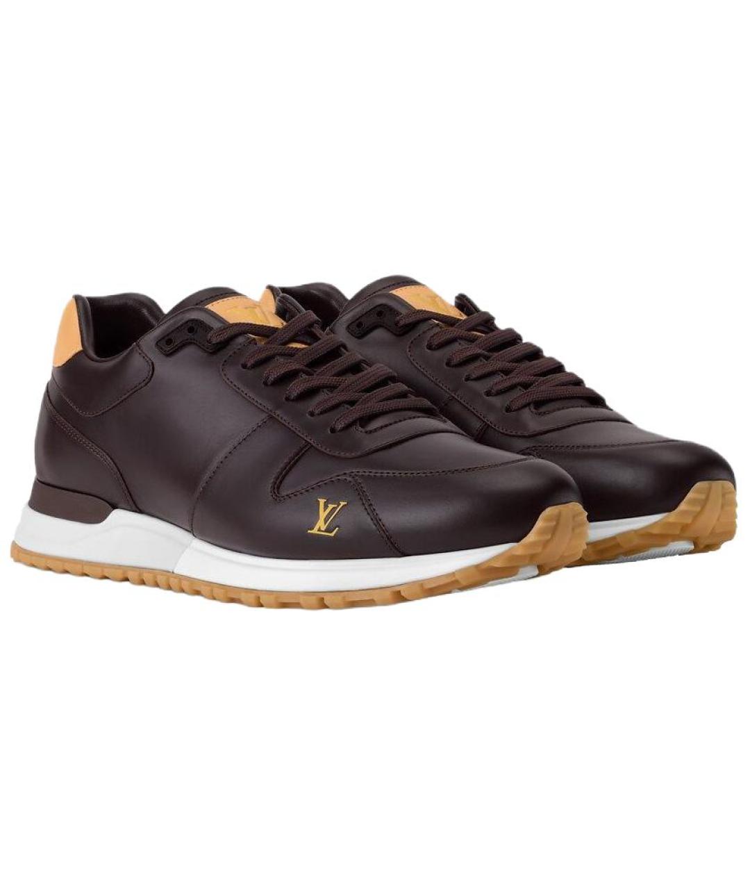 LOUIS VUITTON Коричневые кожаные низкие кроссовки / кеды, фото 3
