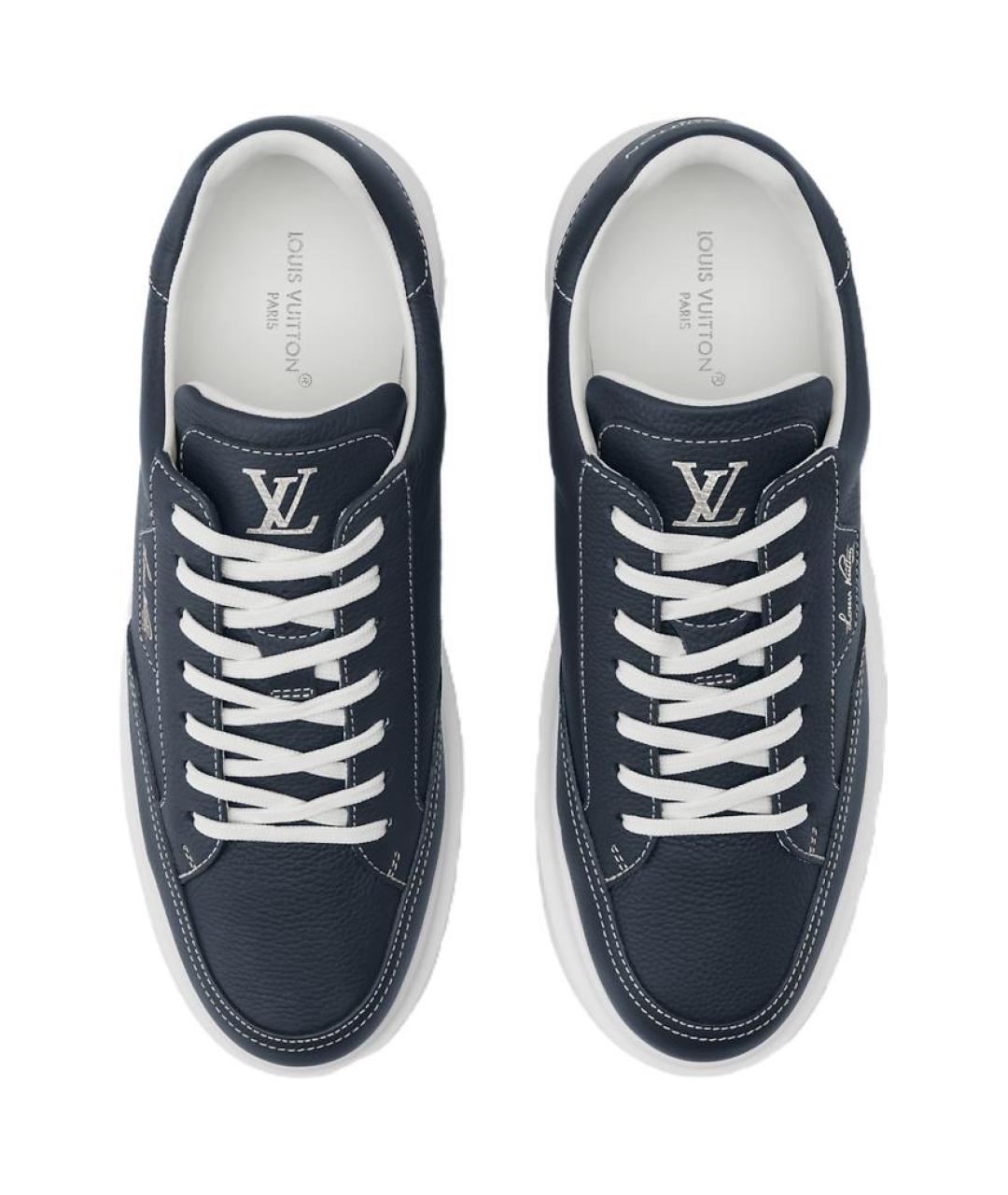 LOUIS VUITTON Синие кожаные низкие кроссовки / кеды, фото 4