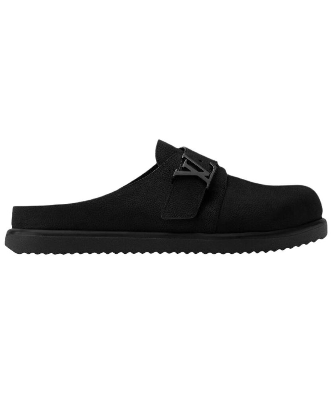 LOUIS VUITTON Черные кожаные слипоны, фото 1