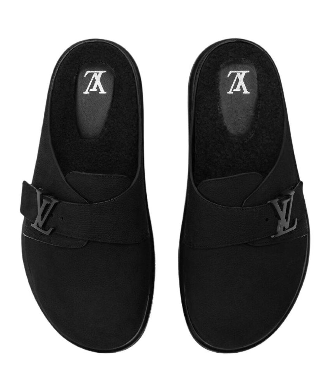 LOUIS VUITTON Черные кожаные слипоны, фото 4