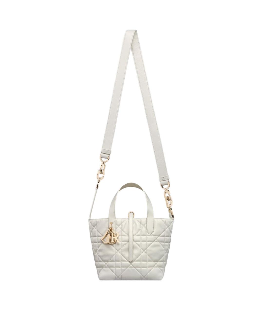 CHRISTIAN DIOR Белая кожаная сумка через плечо, фото 5