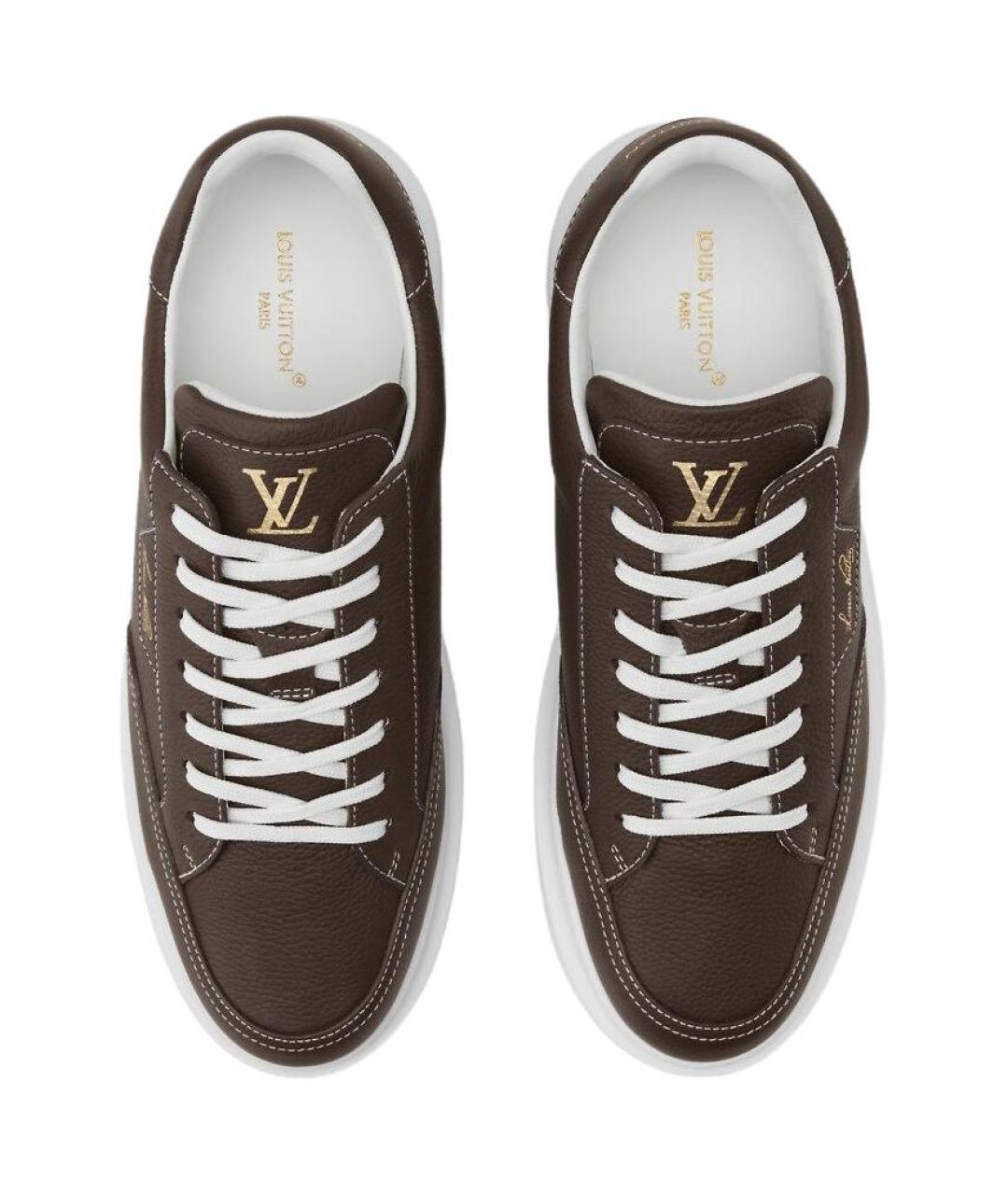 LOUIS VUITTON Коричневые кожаные низкие кроссовки / кеды, фото 3