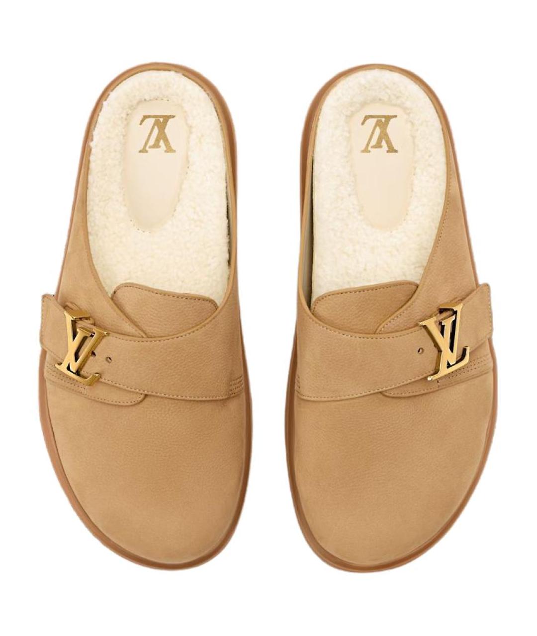 LOUIS VUITTON Коричневые кожаные слипоны, фото 4