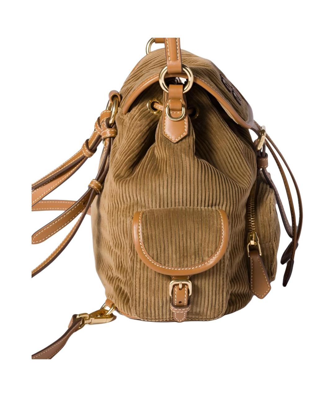 MIU MIU Коричневый хлопковый рюкзак, фото 3