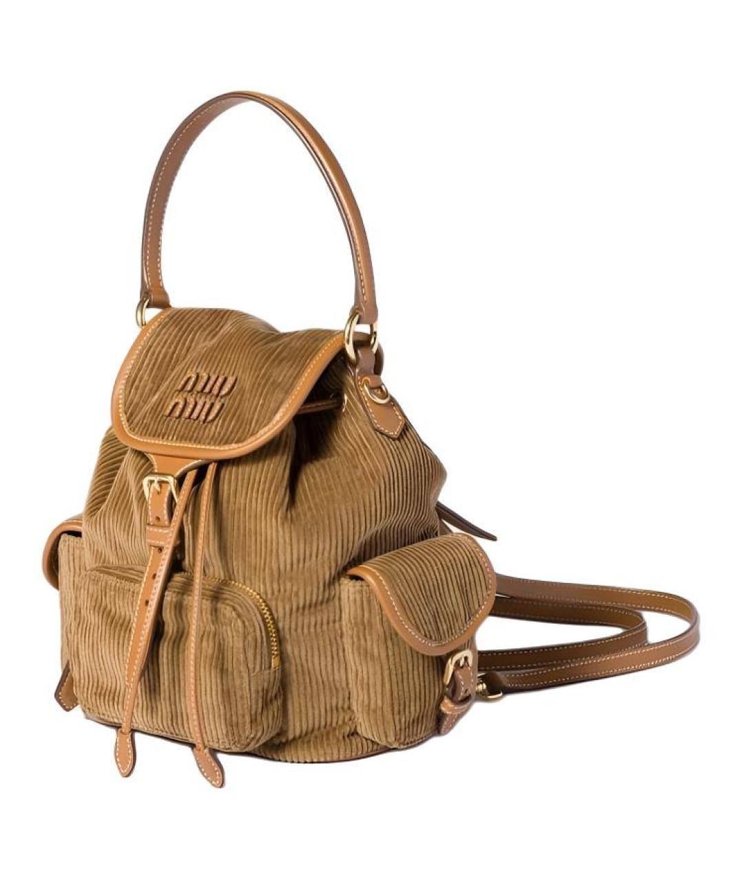 MIU MIU Коричневый хлопковый рюкзак, фото 2