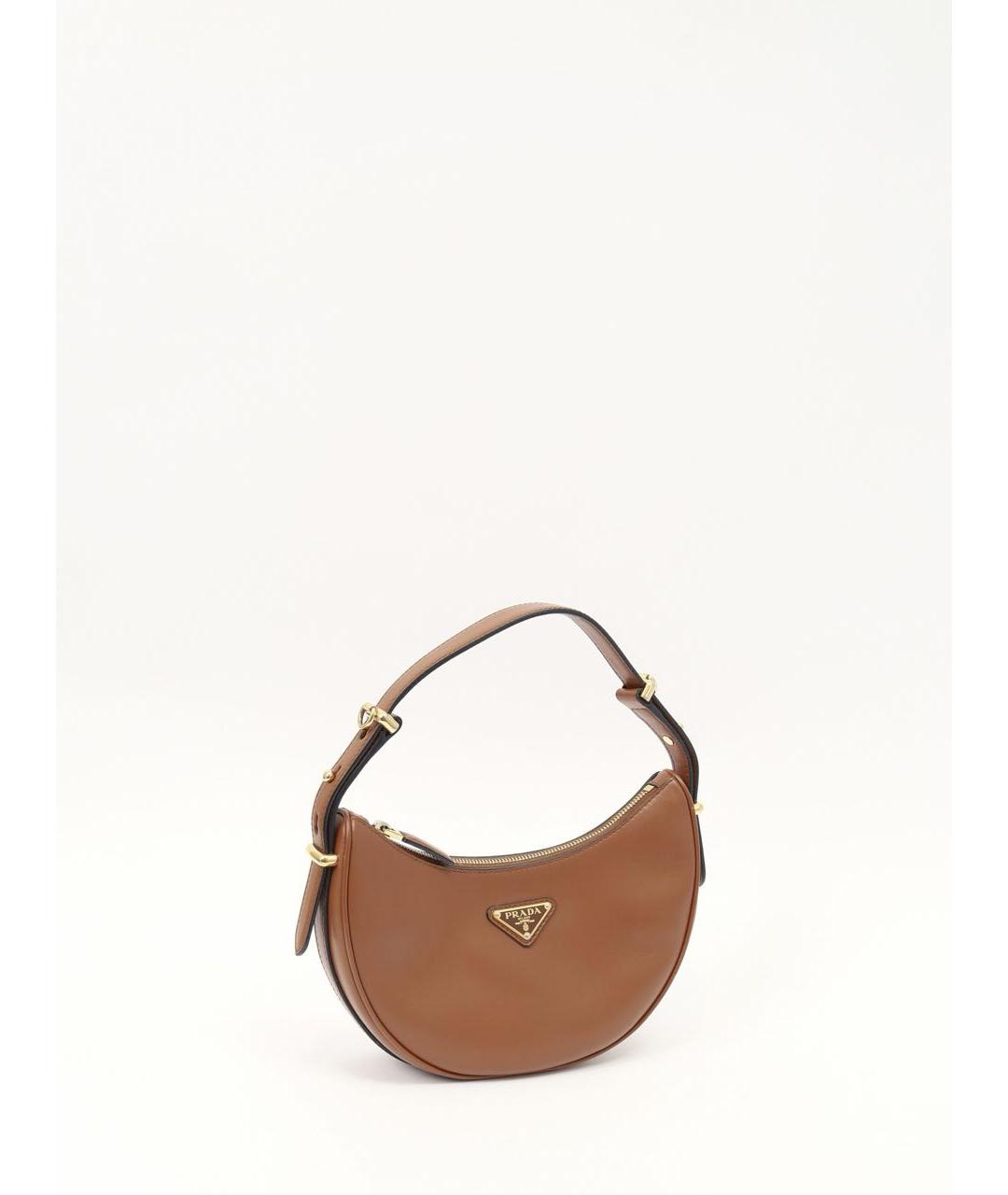 PRADA Коричневая кожаная сумка с короткими ручками, фото 9