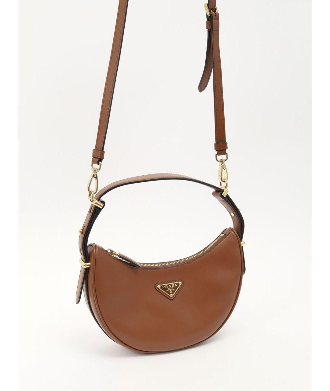 PRADA Коричневая кожаная сумка с короткими ручками, фото 3