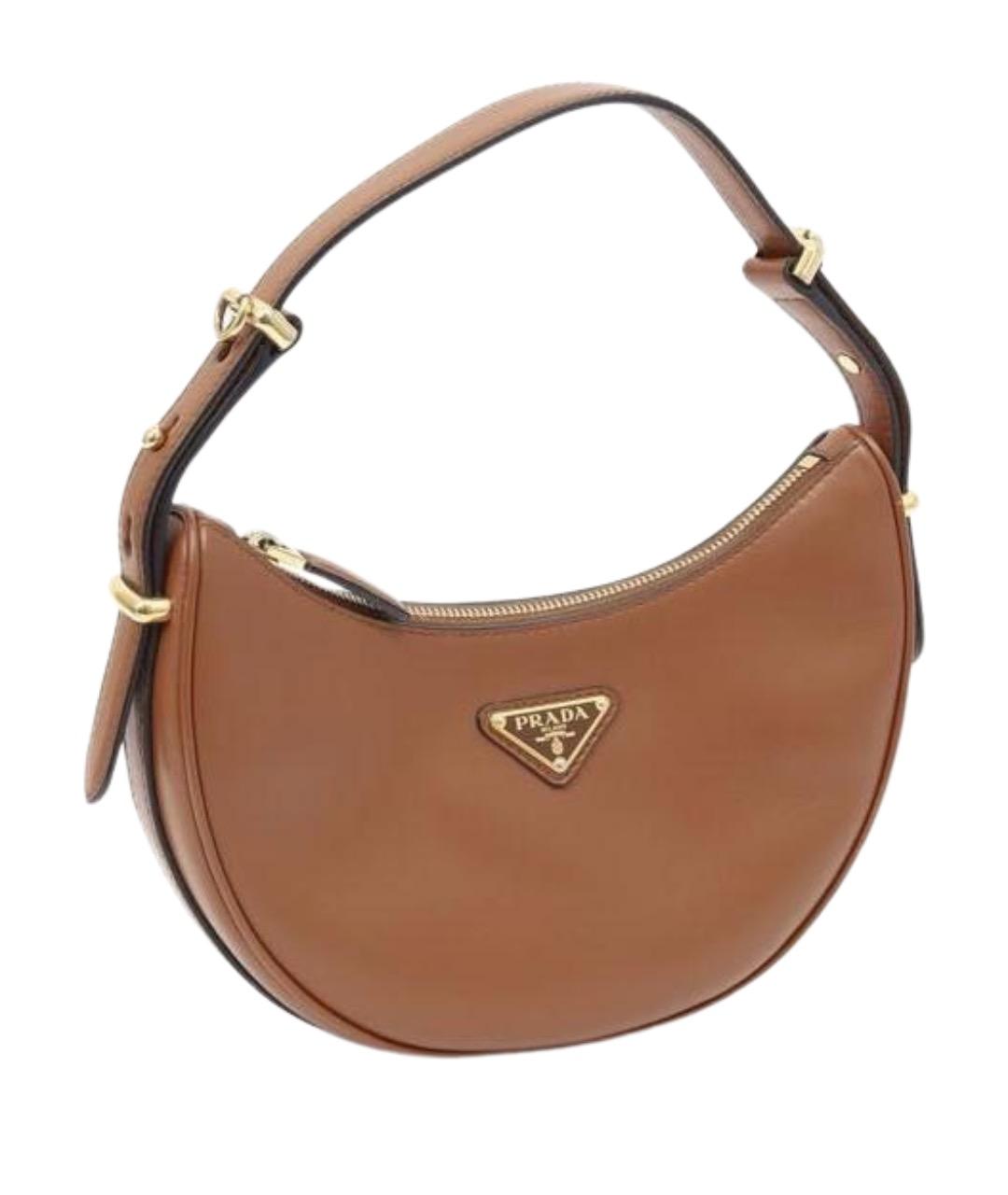 PRADA Коричневая кожаная сумка с короткими ручками, фото 1