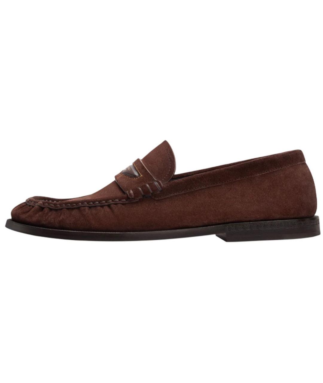 LOUIS VUITTON Коричневые нубуковые лоферы, фото 2