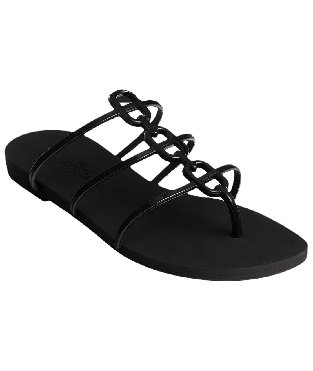 HERMES Черные шлепанцы, фото 3