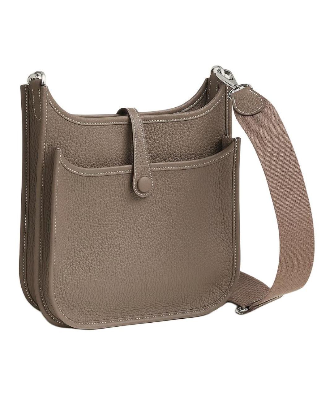 HERMES Серая кожаная сумка через плечо, фото 3