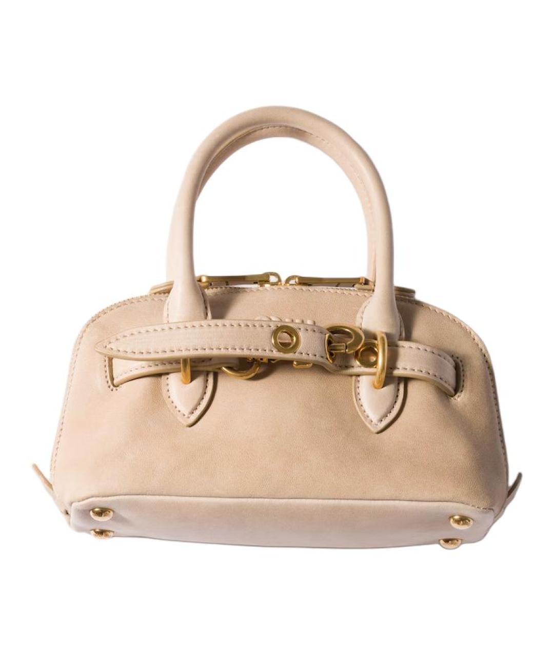 MIU MIU Бежевая кожаная сумка с короткими ручками, фото 4