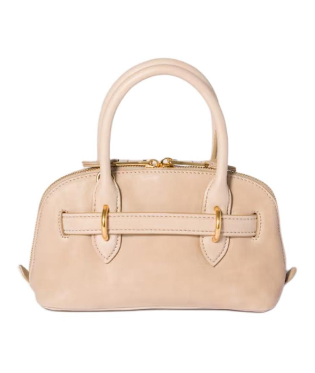 MIU MIU Бежевая кожаная сумка с короткими ручками, фото 3