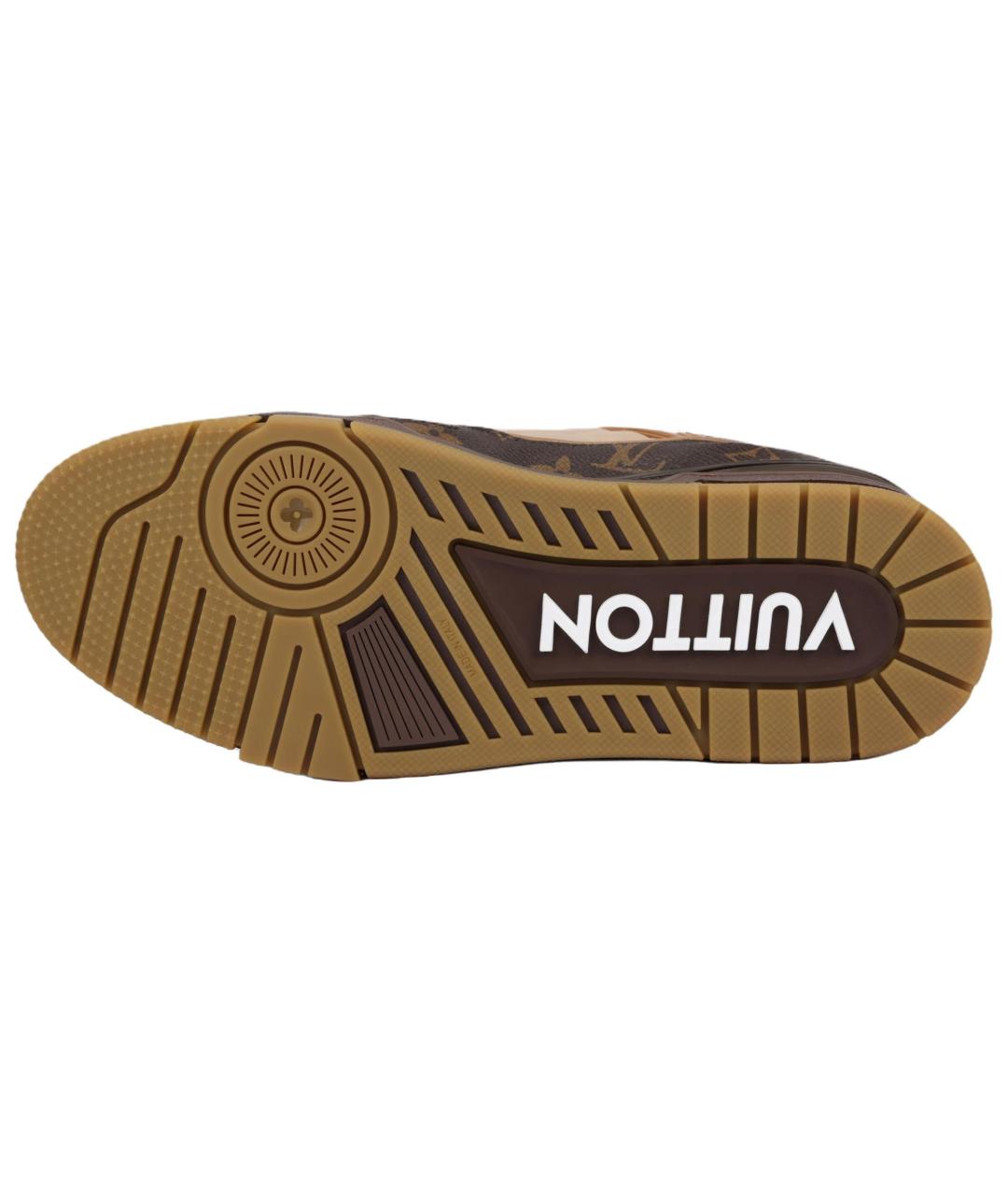 LOUIS VUITTON Коричневые кожаные низкие кроссовки / кеды, фото 5