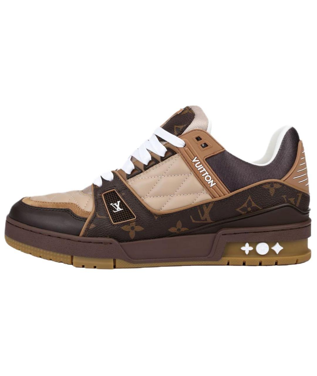 LOUIS VUITTON Коричневые кожаные низкие кроссовки / кеды, фото 2