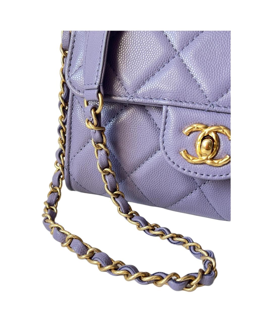CHANEL Фиолетовая кожаная сумка через плечо, фото 4