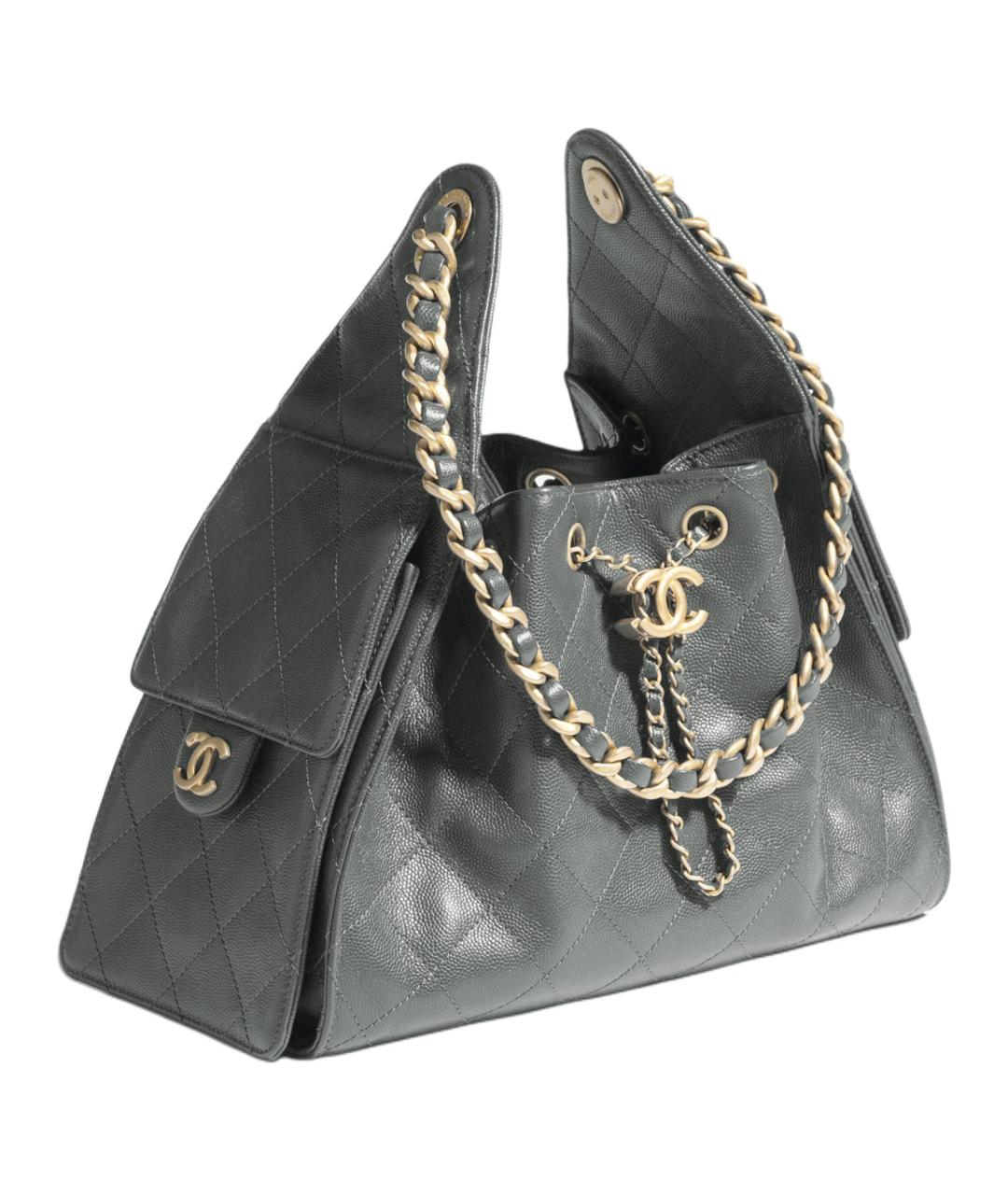 CHANEL Серая кожаная сумка через плечо, фото 2