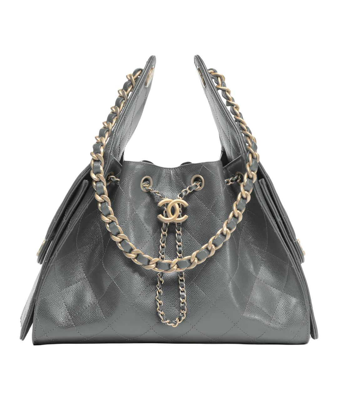 CHANEL Серая кожаная сумка через плечо, фото 1