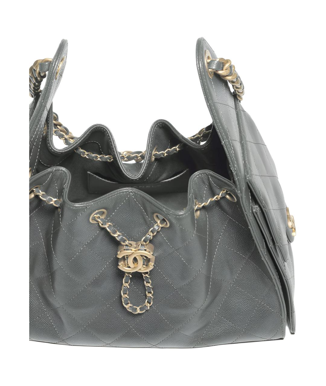 CHANEL Серая кожаная сумка через плечо, фото 4