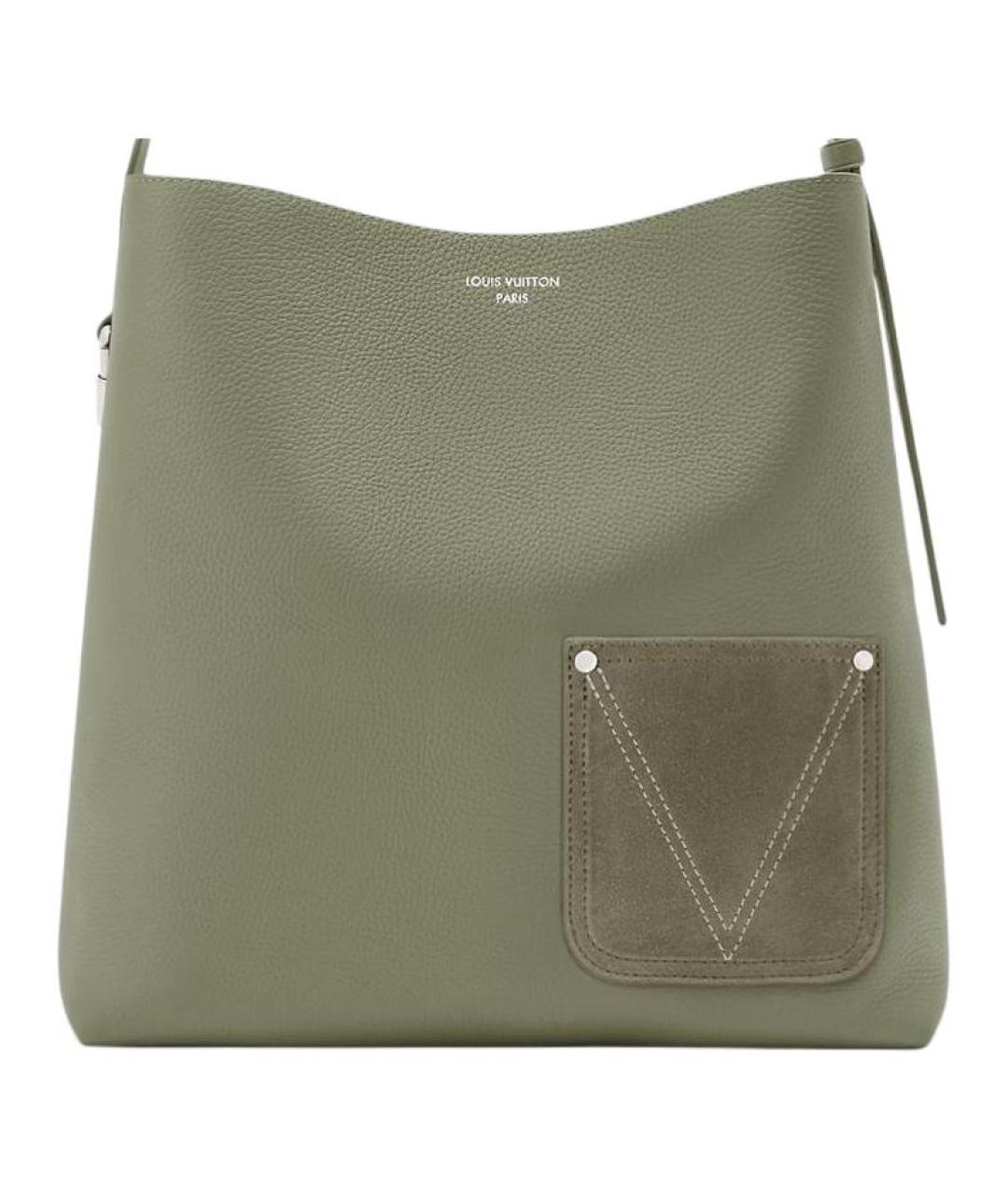 LOUIS VUITTON Хаки кожаная сумка на плечо, фото 5