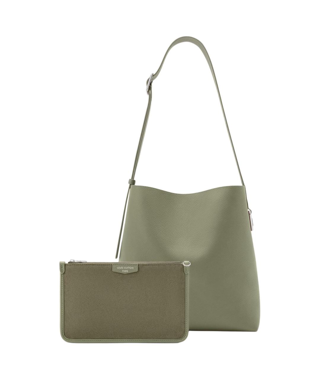 LOUIS VUITTON Хаки кожаная сумка на плечо, фото 3