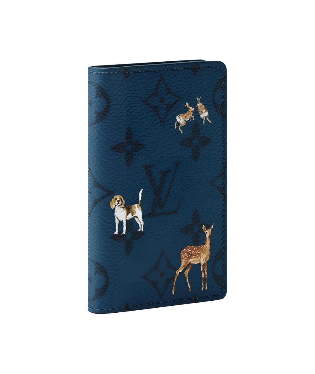 LOUIS VUITTON Синий кожаный кардхолдер, фото 2