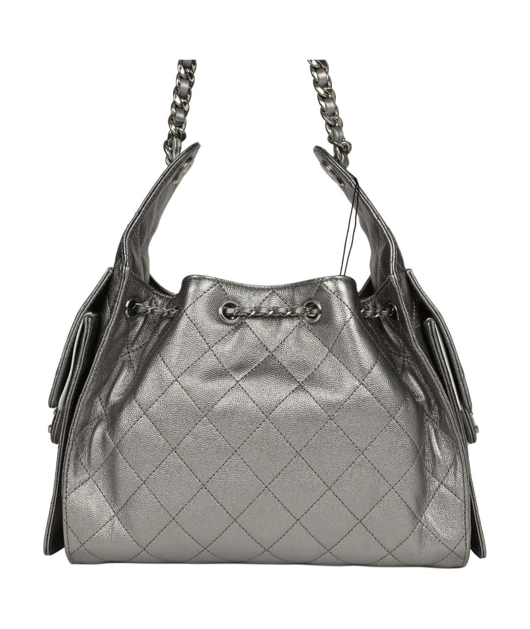 CHANEL Серая кожаная сумка через плечо, фото 4