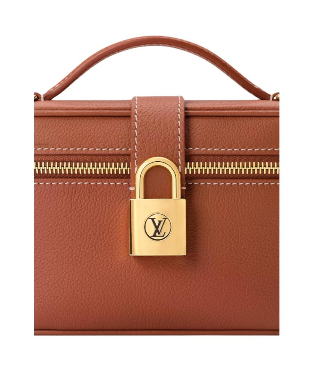 LOUIS VUITTON Коричневая кожаная косметичка, фото 5