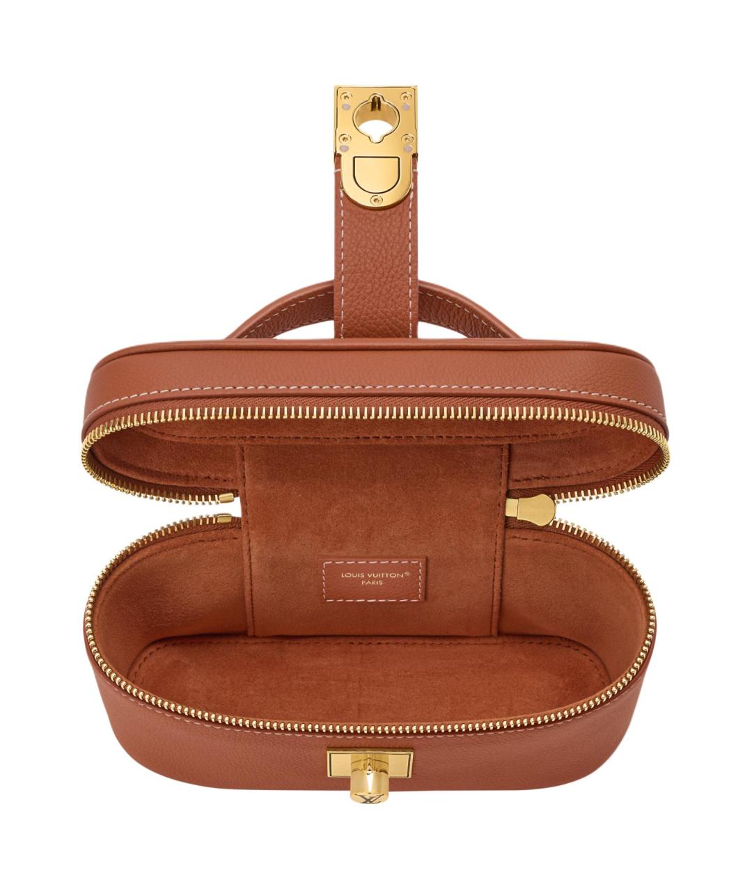 LOUIS VUITTON Коричневая кожаная косметичка, фото 4