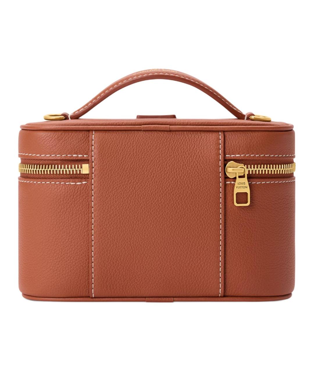 LOUIS VUITTON Коричневая кожаная косметичка, фото 3