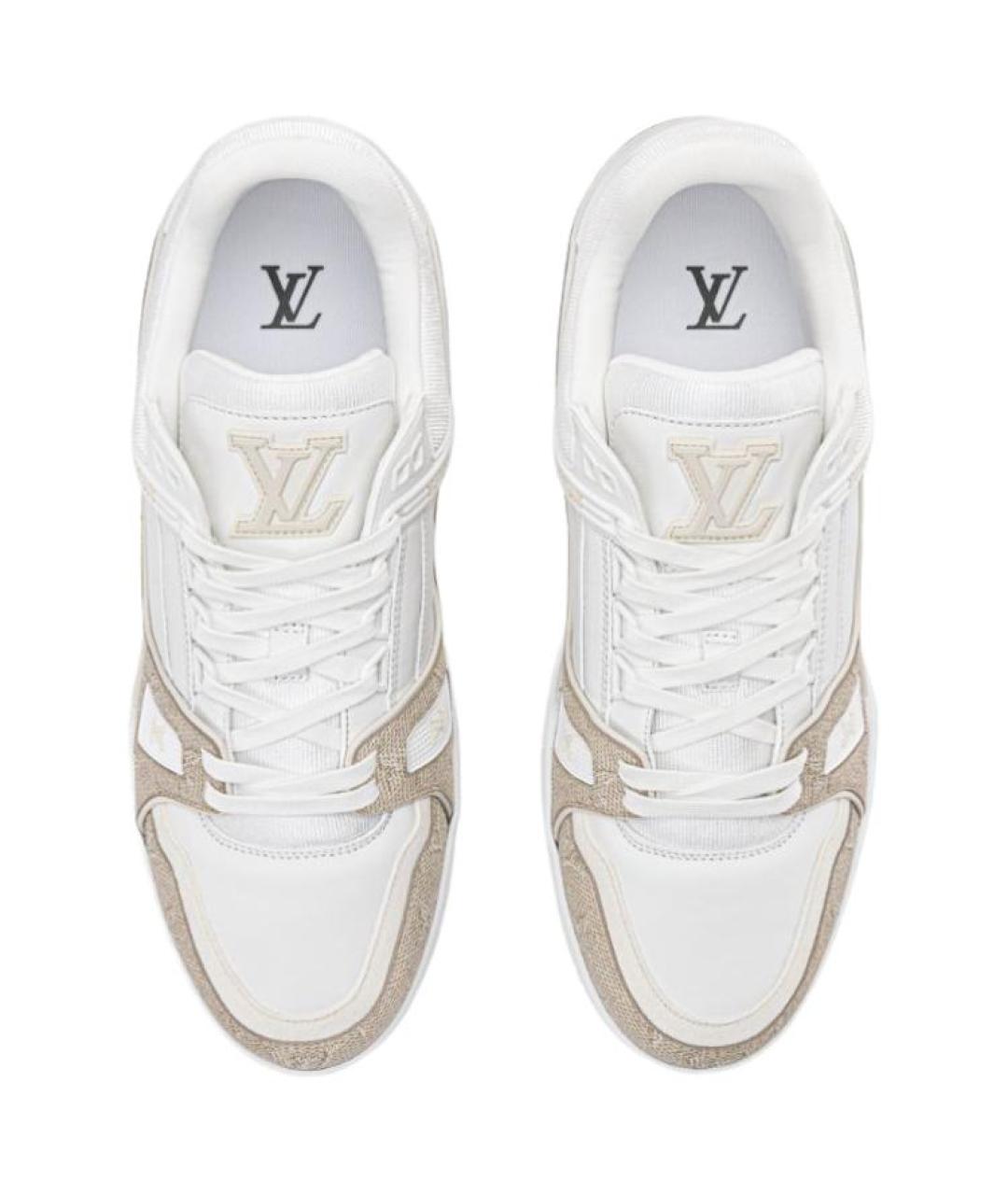 LOUIS VUITTON Бежевые кожаные низкие кроссовки / кеды, фото 4